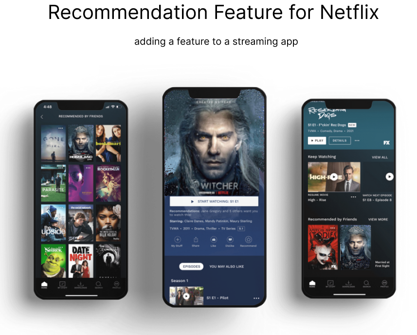 three cell phones with program images